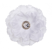 Silk Peony Flower Magnet - White